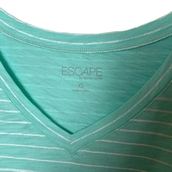Habitat. ESCAPE. V neck tee shirt with cap sleeves, striped , boxy , relax fit - Picture 4 of 8